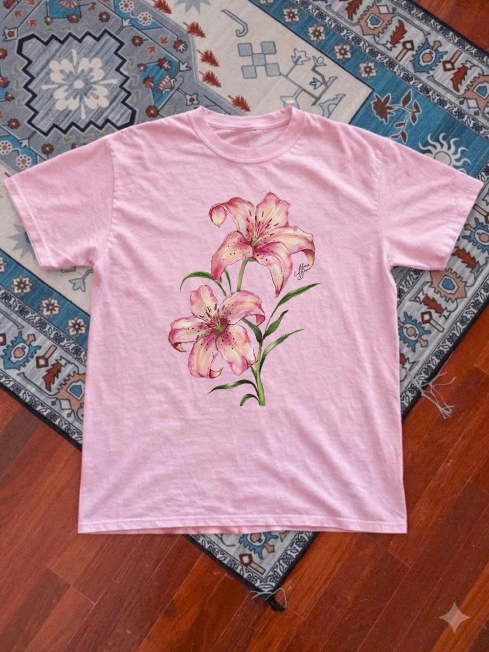 Pink Lily Graphic Short Sleeve Tee